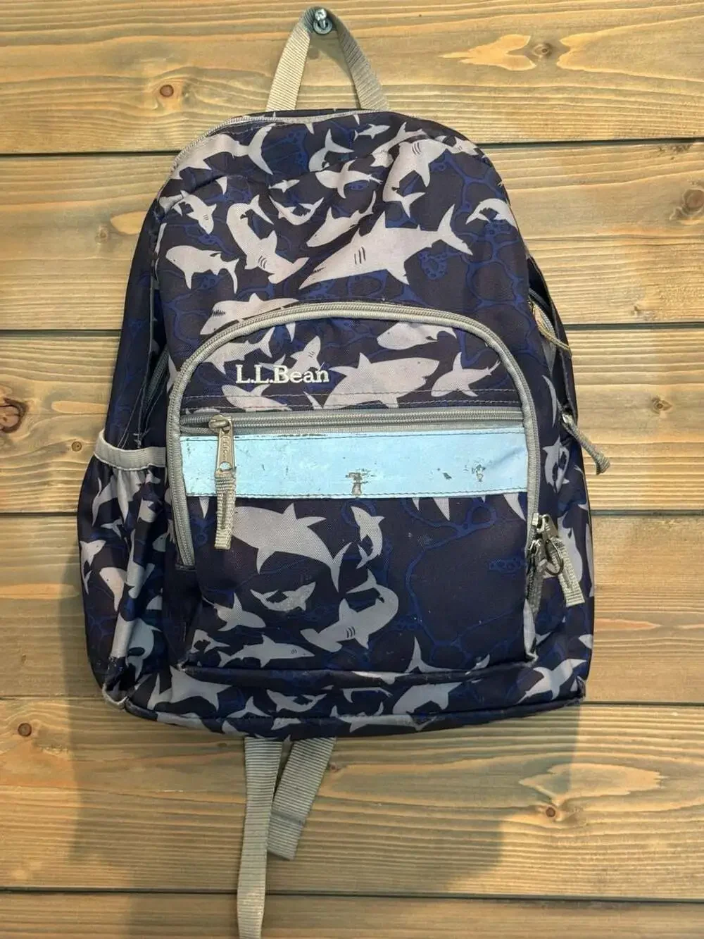 L.L. Bean Junior Original Book Pack Deep Ocean Shark Print Backpack